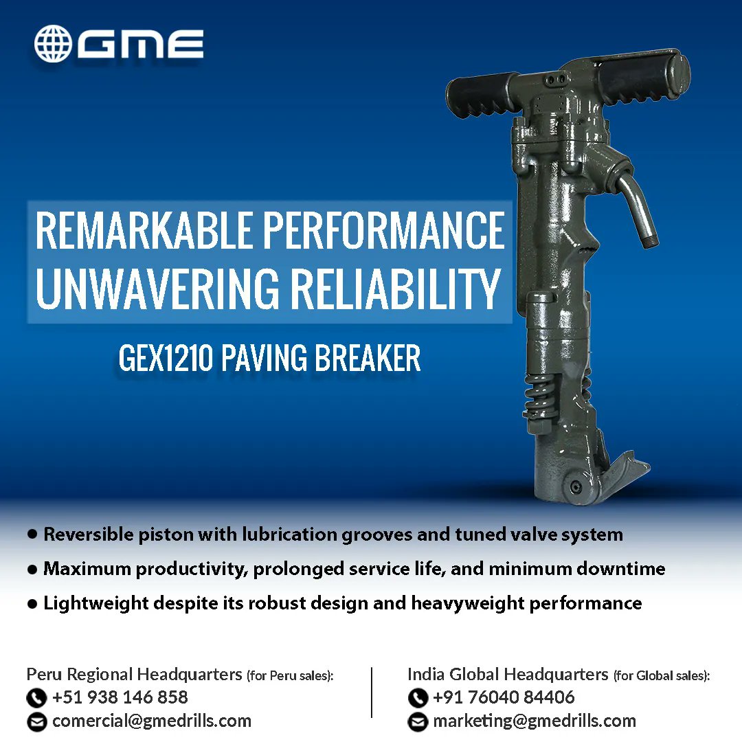 gmedrills's tweet image. Choose the 𝗚𝗘𝗫𝟭𝟮𝟭𝟬 (𝗘𝗾𝘂𝗶𝘃𝗮𝗹𝗲𝗻𝘁 𝘁𝗼 𝗖𝗣 𝟭𝟮𝟭𝟬 𝗖𝗵𝗶𝗰𝗮𝗴𝗼 𝗣𝗻𝗲𝘂𝗺𝗮𝘁𝗶𝗰 𝗣𝗮𝘃𝗶𝗻𝗴 𝗕𝗿𝗲𝗮𝗸𝗲𝗿) 
𝗪𝗲𝗯𝘀𝗶𝘁𝗲: gmedrills.com
#PneumaticBreakers #DemolitionEquipment
#ConstructionTools #RockBreakers #PowerfulDemolition #gmedrills