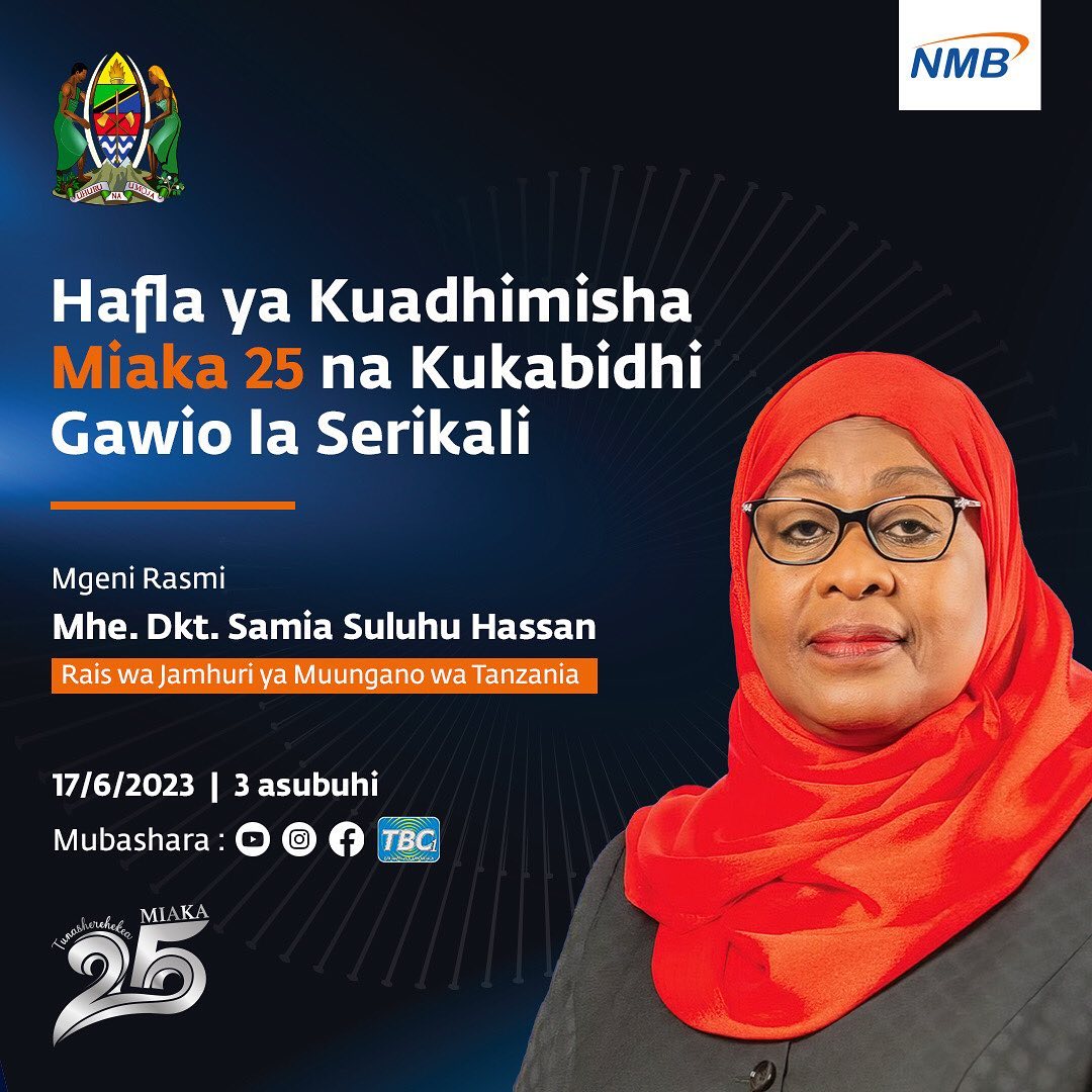 Proudly partnering with NMB Bank as they celebrate their 25-year milestone of  banking excellence: Celebrating this journey with us will be our Honored Guest, the President of the United Republic of Tanzania Hon.Dr Samia Suluhu Hassan.
#fernthewinningteam
#25yrs #NmbKaribuYako