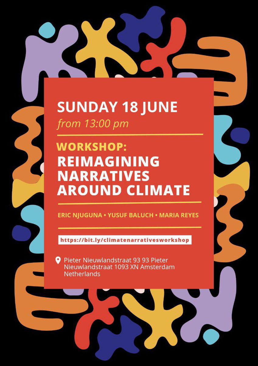 ericanjuguna's tweet photo. This Sunday at 1 PM @yusufbaluch, @Maria_R333 and I will be facilitating a workshop in Amsterdam to reimagine the way we talk about the climate crisis from a justice and equity angle, come join us! 

🌸 Register here: https://t.co/tnHAdzKAQA https://t.co/xgaXGmyKD8