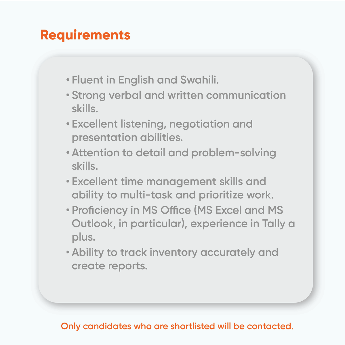 To be considered for the job, please apply by sending your application to jobs@shugulika.com.

Please note that only candidates who are shortlisted will be contacted.
 
#HeadOfProcurement #ProcurementJobs #SupplyChain #ProcurementManagement #ProcurementLeader #ProcurementCareer