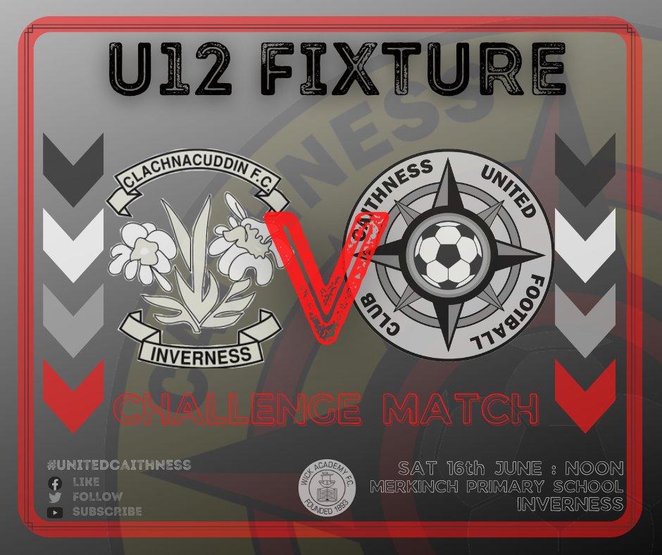 Our U12s are off down the A9 tomorrow to the Highland capital, to take on Inverness Clach in a 'challenge match'.  This is likely to be their final fixture of the season, so best of luck, safe travels - and enjoy your day! ⚽️
#UnitedCaithness 
#YouthDevelopment 
#YoungTeam