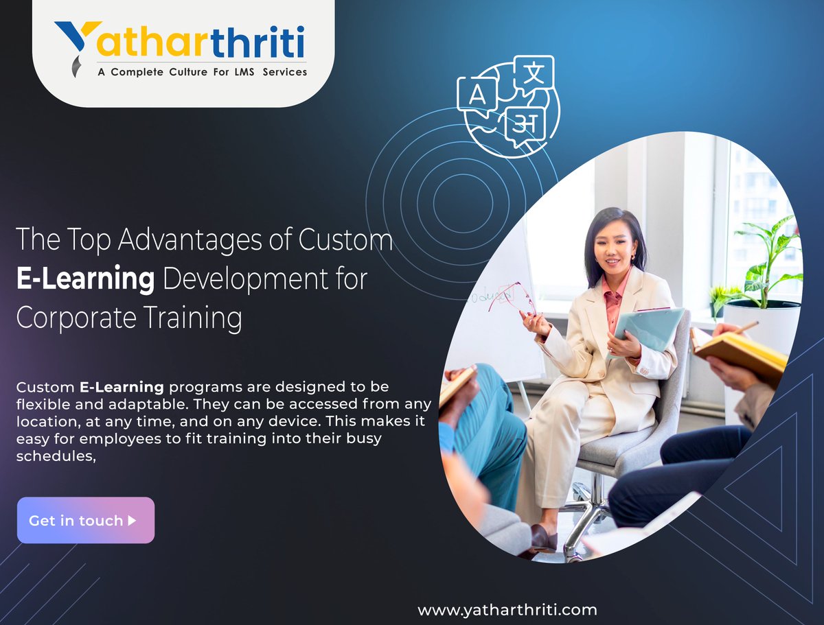 YatharthritiLtd's tweet image. The Top Advantages of Custom eLearning Development for Corporate Training
bit.ly/3Jk9ylT
#customelearningdevelopment #lmsdevelopment #elearningsolutions #corporatetraining #lmssoftware #moodledevelopment #Lms