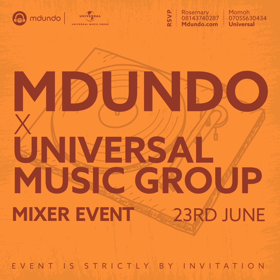 🤝🎵 Mdundo x <a href="/UMGNigeria/">UMG Nigeria</a> Mixer

Join industry leaders as we shape the future of music through exciting collaborations. 

Let's ignite conversations and unleash innovation! 🔥💫 

 #MdundoXUMGMixer #PartnershipsInMusic #ShapingTheFuture
