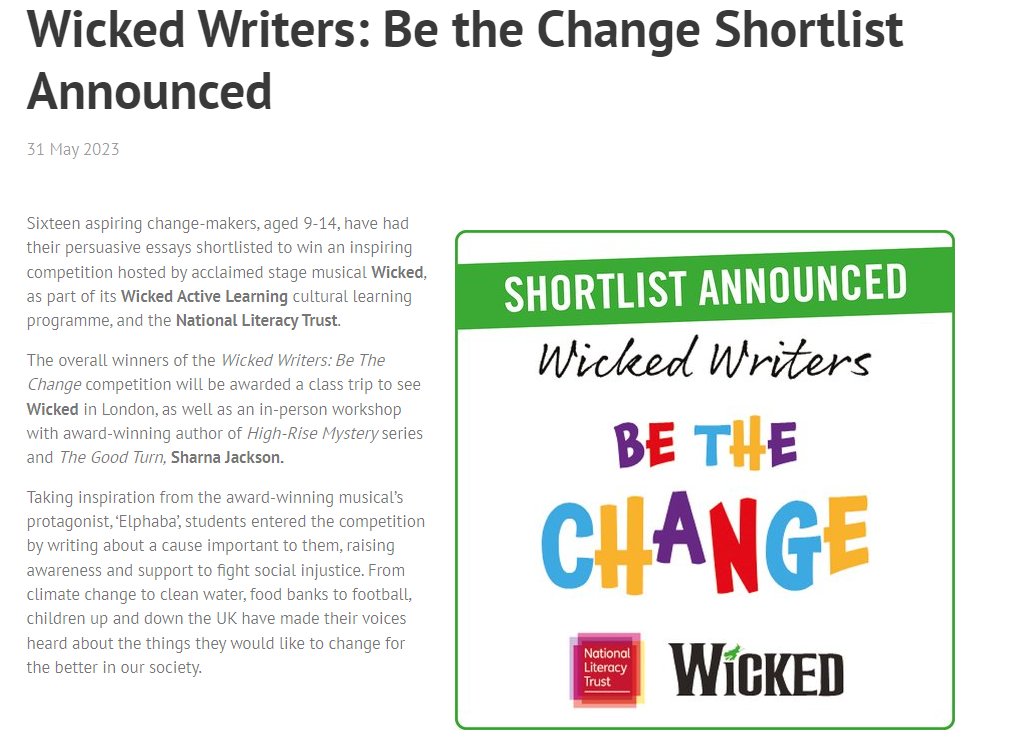 So proud to see Issy R, one of our <a href="/cslcardiff/">Cathedral School</a> Y9 pupils, shortlisted for the <a href="/Literacy_Trust/">National Literacy Trust</a> Wicked Writers competition!