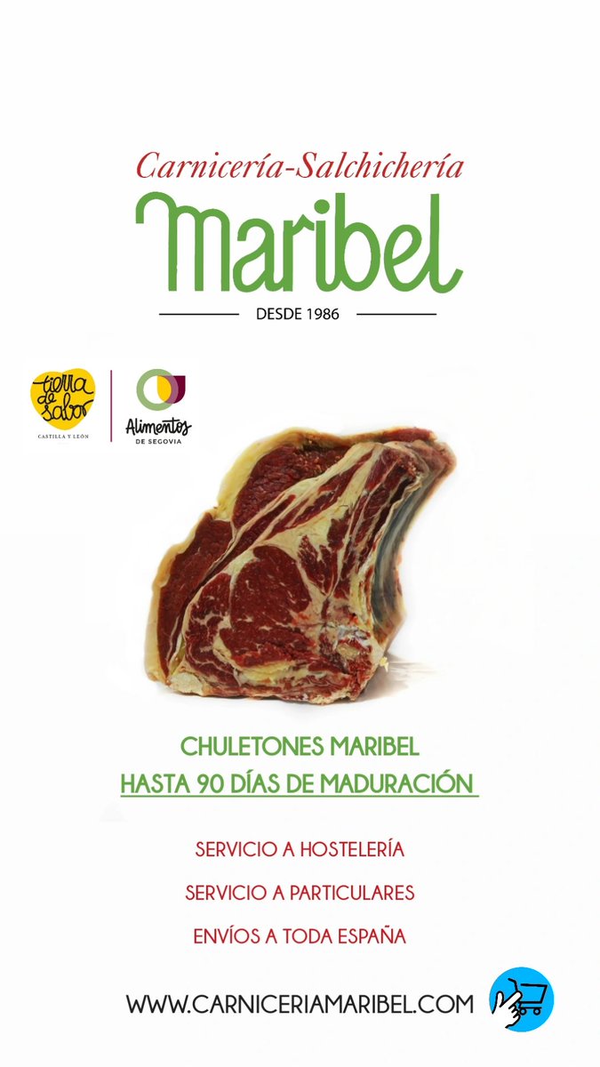 carnimaribel's tweet photo. CHULETONES MARIBEL

Amplia Variedad, con hasta 90 días de maduración.

•SERVICIO A HOSTELERÍA 👩‍🍳👨‍🍳
•SERVICIO A PARTICULARES 🛒
•ENVÍOS A TODA ESPAÑA ✈️

https://t.co/TaU5uxdbCx https://t.co/rnDqJLf5BS