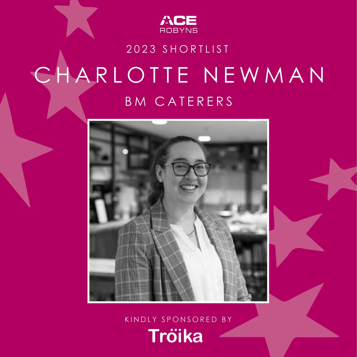 Congratulations to our 8th shortlisted ACE Robyn Charlotte Newman Nutrition Manager @cateringbm see you on the 11th Huly for the awards and summer social at Bluefin. Thanks to our sponsors @Troikachat and our hosts @graysonsuk #acerobyns23 #acenetworking