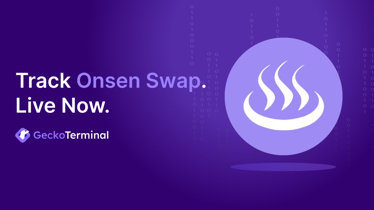 GeckoTerminal (@geckoterminal) on Twitter photo Now tracking <a href="/OnsenSwap/">Onsen Swap ∎ (live on zkSyncEra, prev. AegisDEX)</a> DEX on #zkSync. ♨️
Onsen Swap is a native DEX built on @zkSync Era, driven by community, and designed to build liquidity around blue-chip assets.
➡️geckoterminal.com/zksync/onsen-s… Now tracking <a href="/OnsenSwap/">Onsen Swap ∎ (live on zkSyncEra, prev. AegisDEX)</a> DEX on #zkSync. ♨️
Onsen Swap is a native DEX built on @zkSync Era, driven by community, and designed to build liquidity around blue-chip assets.
➡️geckoterminal.com/zksync/onsen-s…