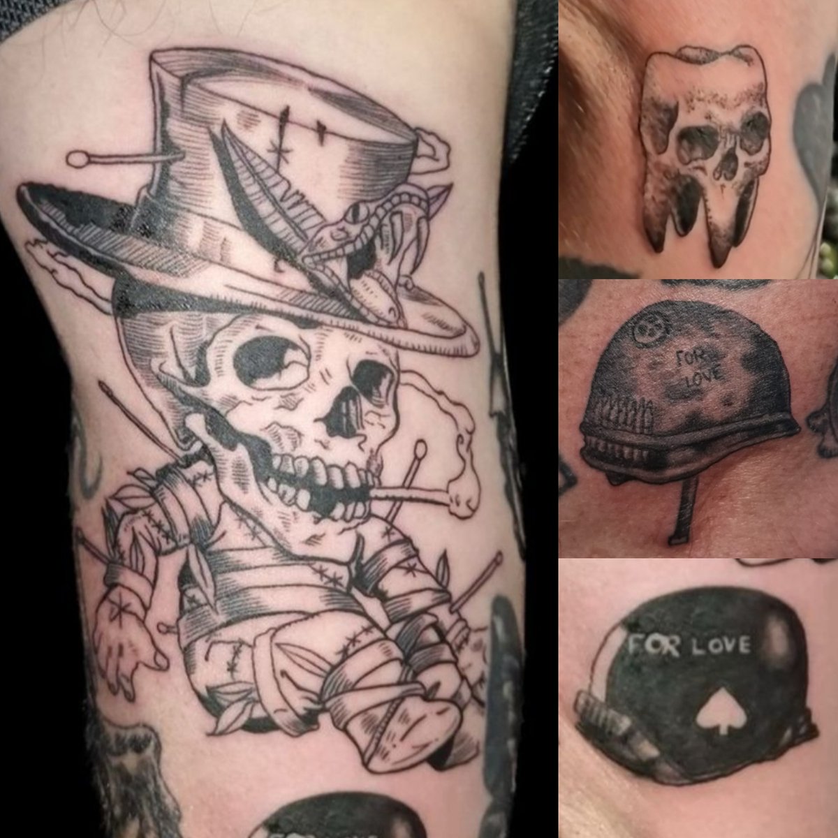 💀Voodoo Doll💀 
By @NoirTrey
Cool little gap fillers for Charlie.
#Rt #Tattoo #Tattoos #TattooArtist #LondonTattooArtist #Artist #Ink #FullMetalacket #Helmet #Skull #SkullTattoo #VoodooDoll #VoodooDollTattoo #TattooSleeve #Studio1TattooShop #London #LondonTattoo #Bexley #Kent