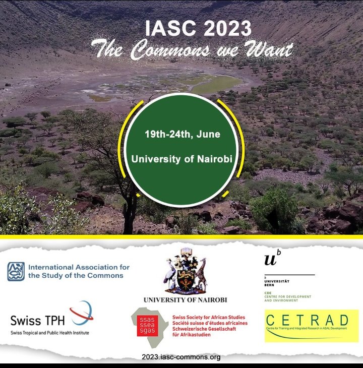 The 19th bi-annual international association for the study of commons is happening on Monday June 19th to 24th at the University of Nairobi @iasc_commons @uonbi
#IASC2023 #commonsWeWant 
2023.iasc-commons.org