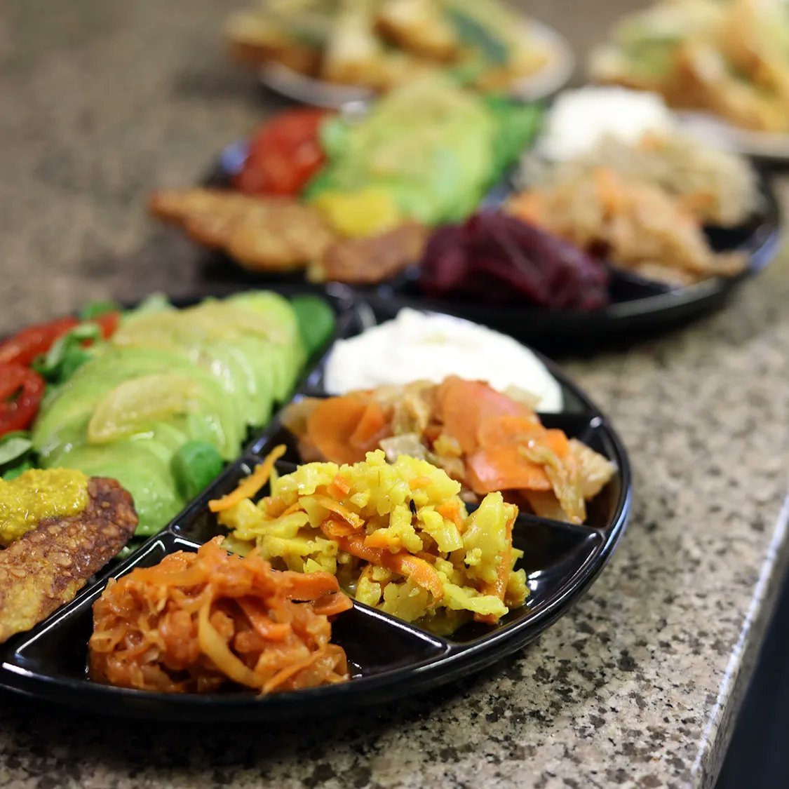 Ferment Degustation Plate - the best way to try our fermented vegetables. 
#cafebärbucha #kombuchacafeberlin #bärbuchafermenterei #fermentedvegetables #guthealth