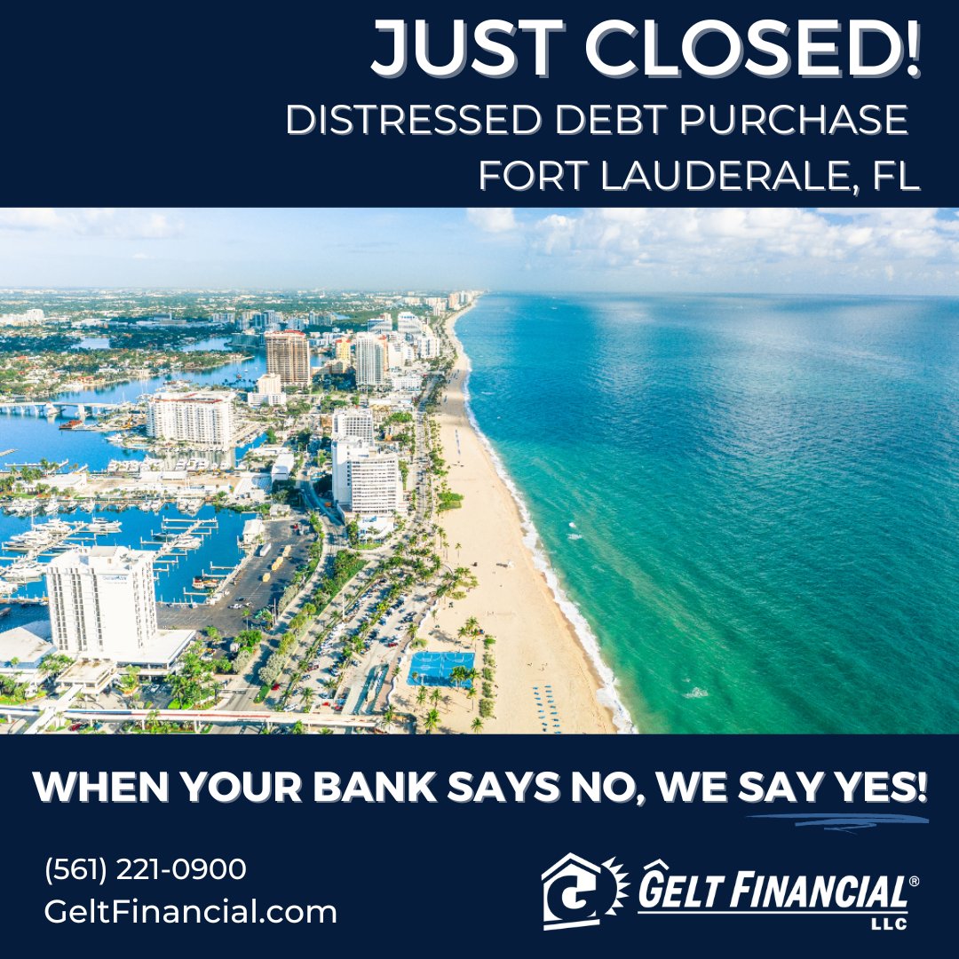 ANOTHER DEAL DONE IN FLORIDA! Gelt Financial just closed a $100K Distressed Debt Purchase on a single-family investment property in Fort Lauderdale. 👊 zurl.co/c9Bw #justclosed #distresseddebt #privatelender