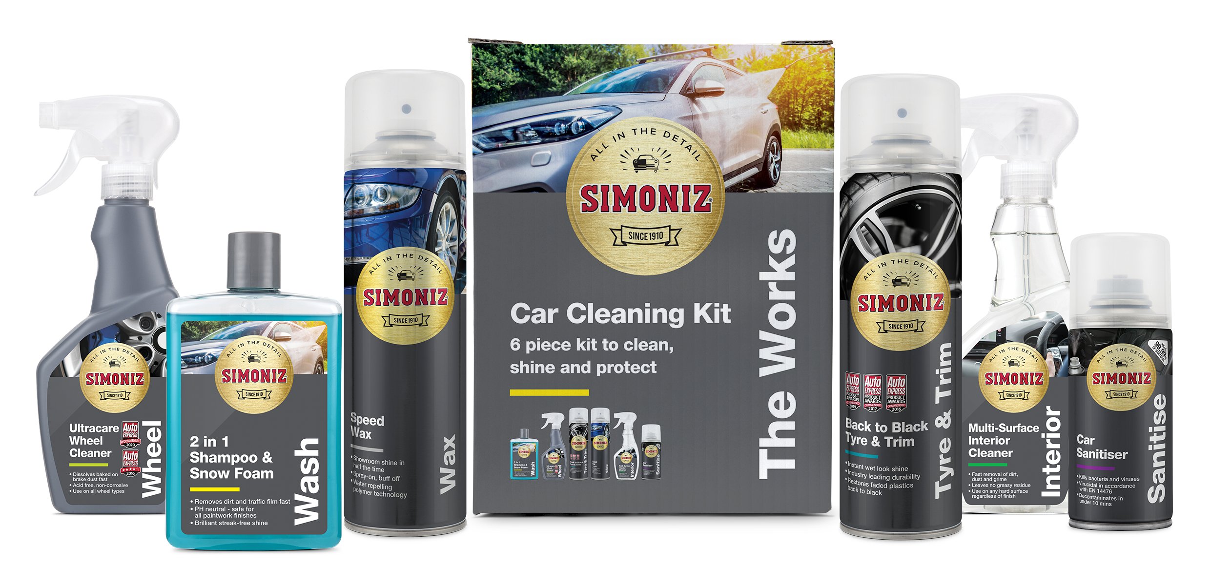 SIMONIZ 6 Pc CAR CARE KIT ~CLEAN SHINE PROTECT ~