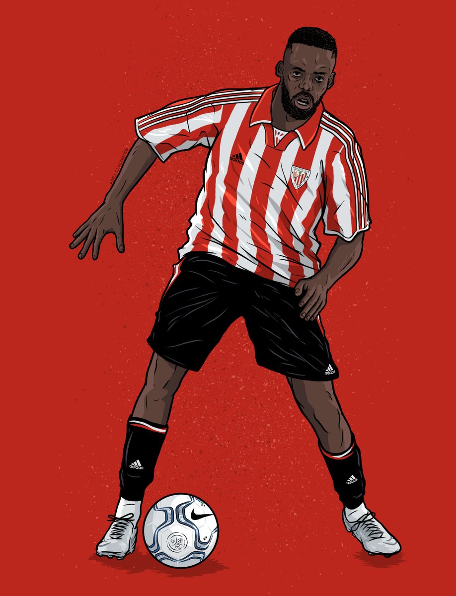 Final illustration of my trio of players in classic football kits. This one is Iñaki Williams in the Athletic Club 99/01 kit.

#iñakiwilliams #smsports #footballkit #classicfootballshirts #AthleticClub #illustration #bilbao #illustrator