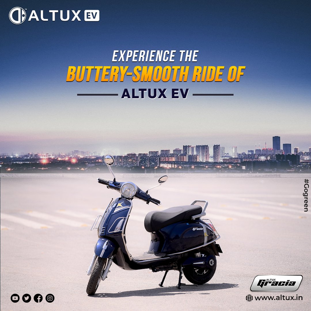 AltuxEV's tweet photo. Experience the buttery smooth ride of #altuxev

ALTUX EV
🌐 https://t.co/8W89cjcIUM
.
.
.
.
.
#altux #electricvehicle #revolution #BestEScooterInIndia #MakeInIndia #TheFutureIsElectric #altuxelectric #gogreen #altuxscooter #AltuxGracia https://t.co/XPfdqLKlzW