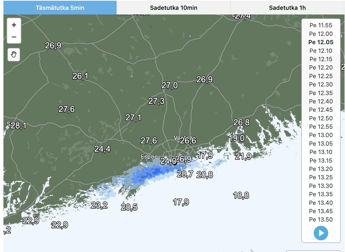 Sadetutka näyttää tänään etelärannikolla sateiselta – mutta aiheuttaja ei ole sade, vaan hyönteisparvi! Tutkan perusteella ei valitettavasti voi päätellä, mikä laji alueella nyt parveilee. Linkin takana kerrotaan lisää virhekaiuista.
foreca.fi/s%C3%A4%C3%A4p…