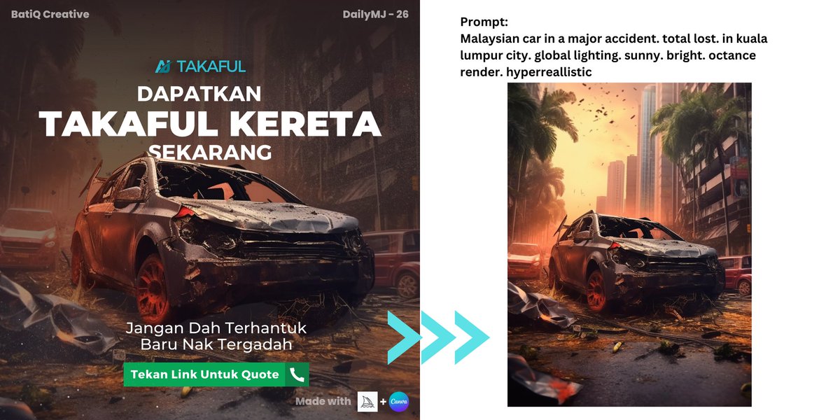creative_batik's tweet photo. Post 25: Poster Takaful V2

Dah ada?

#MidjourneyAI #AI #graphicdesigner #dailyMJ #canva #dailychallenge https://t.co/B5wKf4qNbF