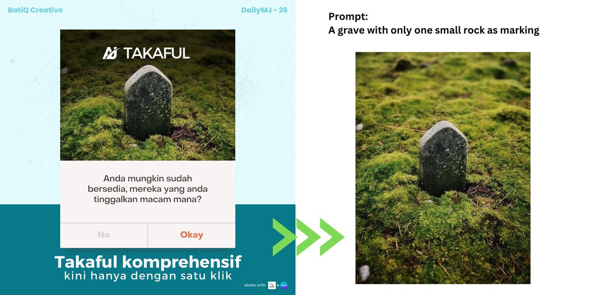 creative_batik's tweet photo. Post 25: Poster Takaful V2

Dah ada?

#MidjourneyAI #AI #graphicdesigner #dailyMJ #canva #dailychallenge https://t.co/B5wKf4qNbF