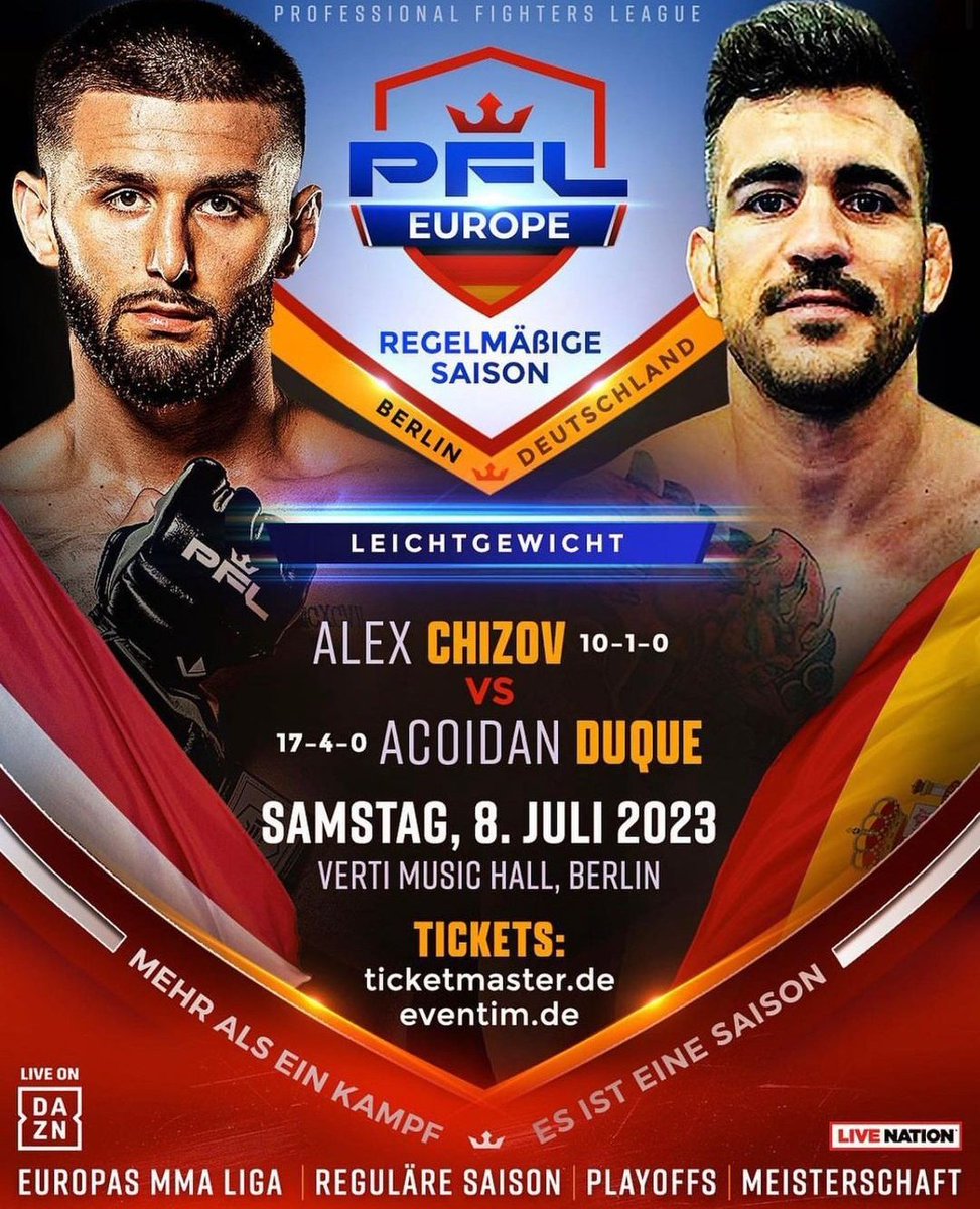 Infinity_MMA's tweet image. ¡MENUDO MES, SPANISH MONTH!

• Ilia Topuria 🇪🇦 vs Josh Emmett (24 de Junio)
• Acoidan Duque 🇪🇦 vs Alex Chizov (8 de Julio)
• Sandor Martin 🇪🇦 vs Arblin Kaba (15 de Julio)
• Joel Álvarez 🇪🇦 vs Marc Diakese (22 de Julio)

#UFC #MMA