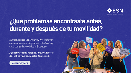 sepiegob's tweet photo. ¿Qué problemas encontraste antes, durante y después de tu movilidad?

@ESN_Int ha lanzado la #ESNsurvey XV, la mayor encuesta europea dirigida por estudiantes y centrada en la movilidad y #ErasmusPlus.

¡Completa la siguiente encuesta https://t.co/n8QecVVFB5 y cuéntanoslo! https://t.co/XCQvxjhkFF