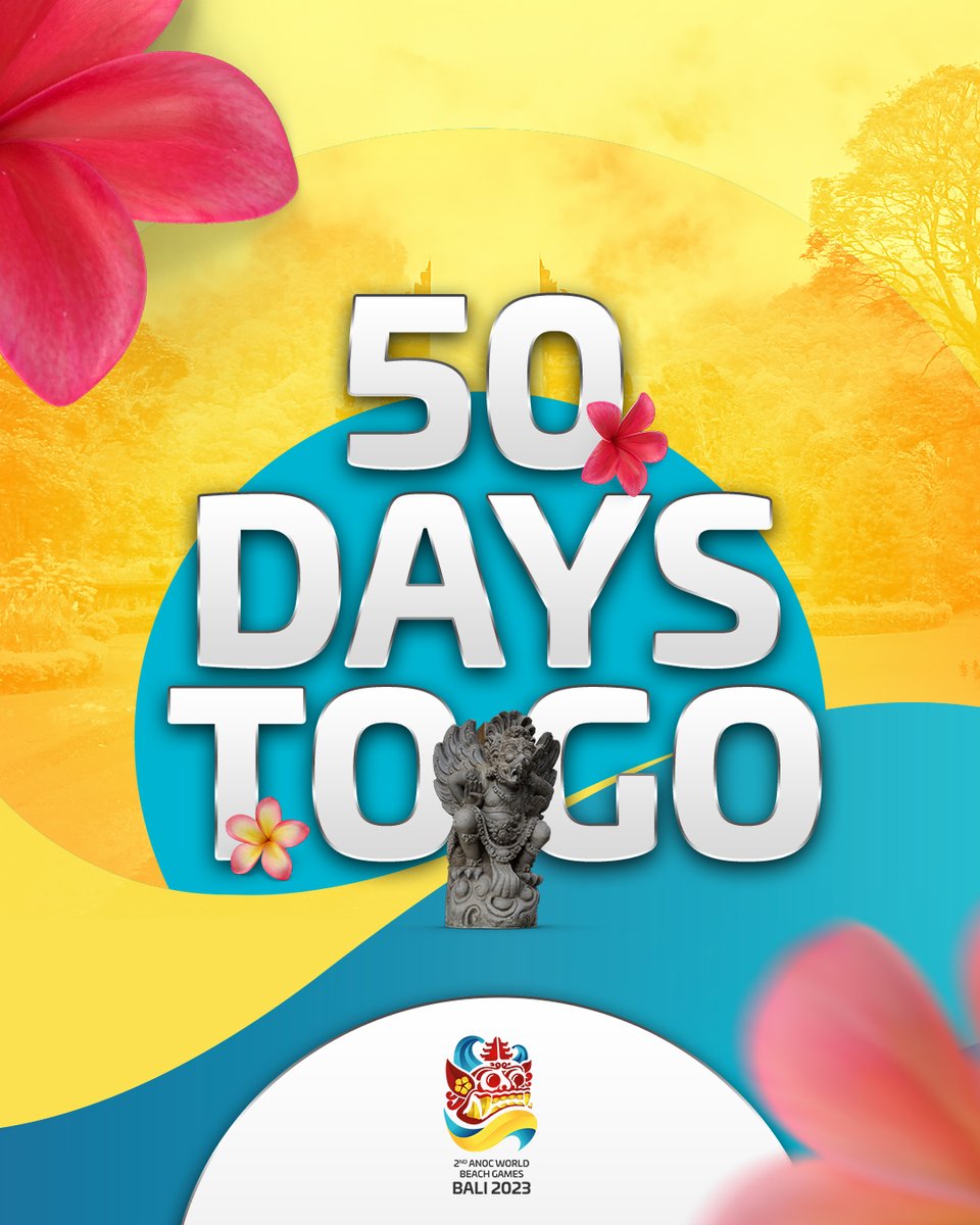 Only 50 days to go to the start of the 2nd ANOC World Beach Games Bali 2023!
 
Tell us which is your favourite sport in the Beach Games program?
 
#ANOCWorldBeachGames #AWBG #AWBGBali2023