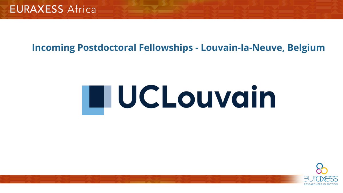 📢 📢 Call « FSR #Post-doc 2024 » - Incoming #Postdoctoral Fellowships - Louvain-la-Neuve, #Belgium

👉See more: euraxess.ec.europa.eu/worldwide/afri…

#scholarships #science #europeancommission #africa #internship #opportunities #network #EU #AU #research #innovation