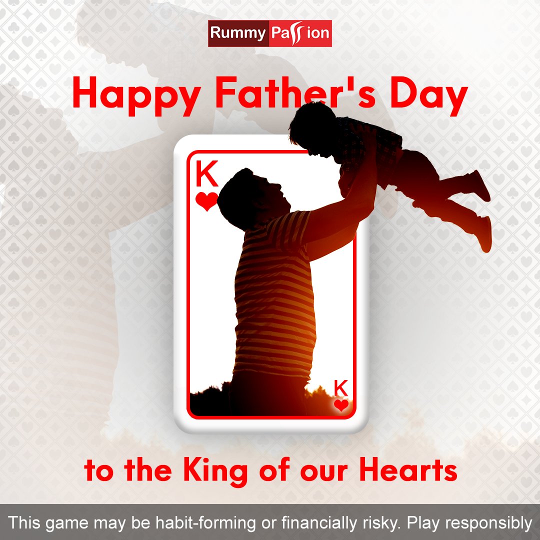 ❤️♦️ Celebrating the man who holds all the aces in our lives. Happy Father's Day to the one who makes every hand worth playing! ♦️❤️

#OnlineRummy #PassionSeKhel #Rummy #OnlineGames #FathersDay #KingOfHearts