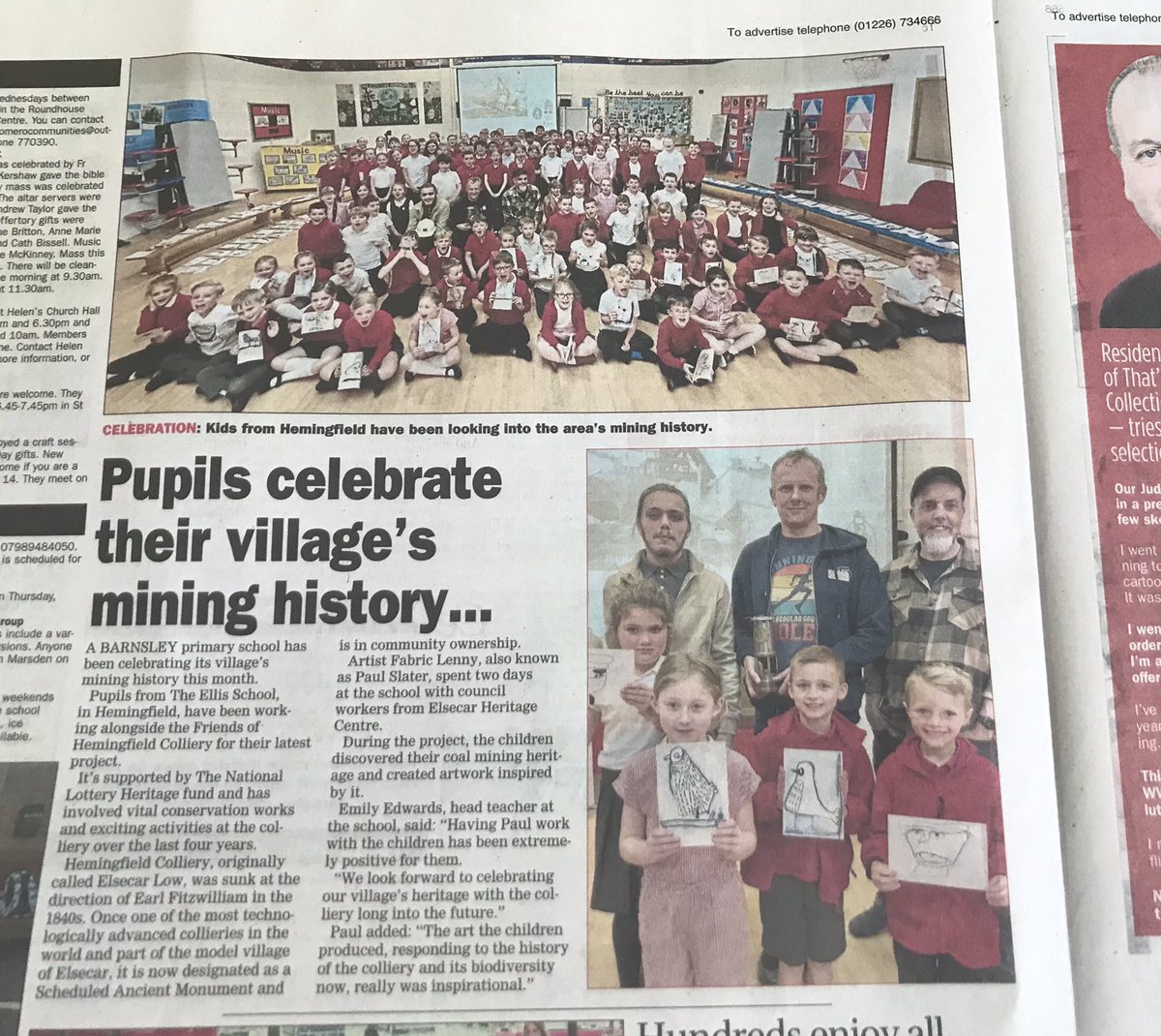 markdfarnsworth's tweet photo. With my @TheEllisPrimary School Governor hat on I’m in todays @ChronOnline with @BarnsleyMuseums @BarnsleyMHT 
@Hemingfield_Pit https://t.co/7wqhmpj7HL
