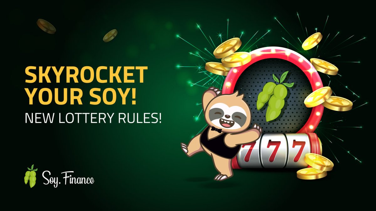 TheRealSloFi's tweet photo. 🚀New SOY Lottery rules in effect SOON!

Great times ahead for the luckiest in the #cryptocommunity!

Note to the last round's winners, claim your gains before Monday 19th, 12:00 UTC time, and the new settings apply!!

New game, new luck.🍀 Let's SOY it up!🚀
#DeFi #SOYLottery https://t.co/FVNEflqzyK