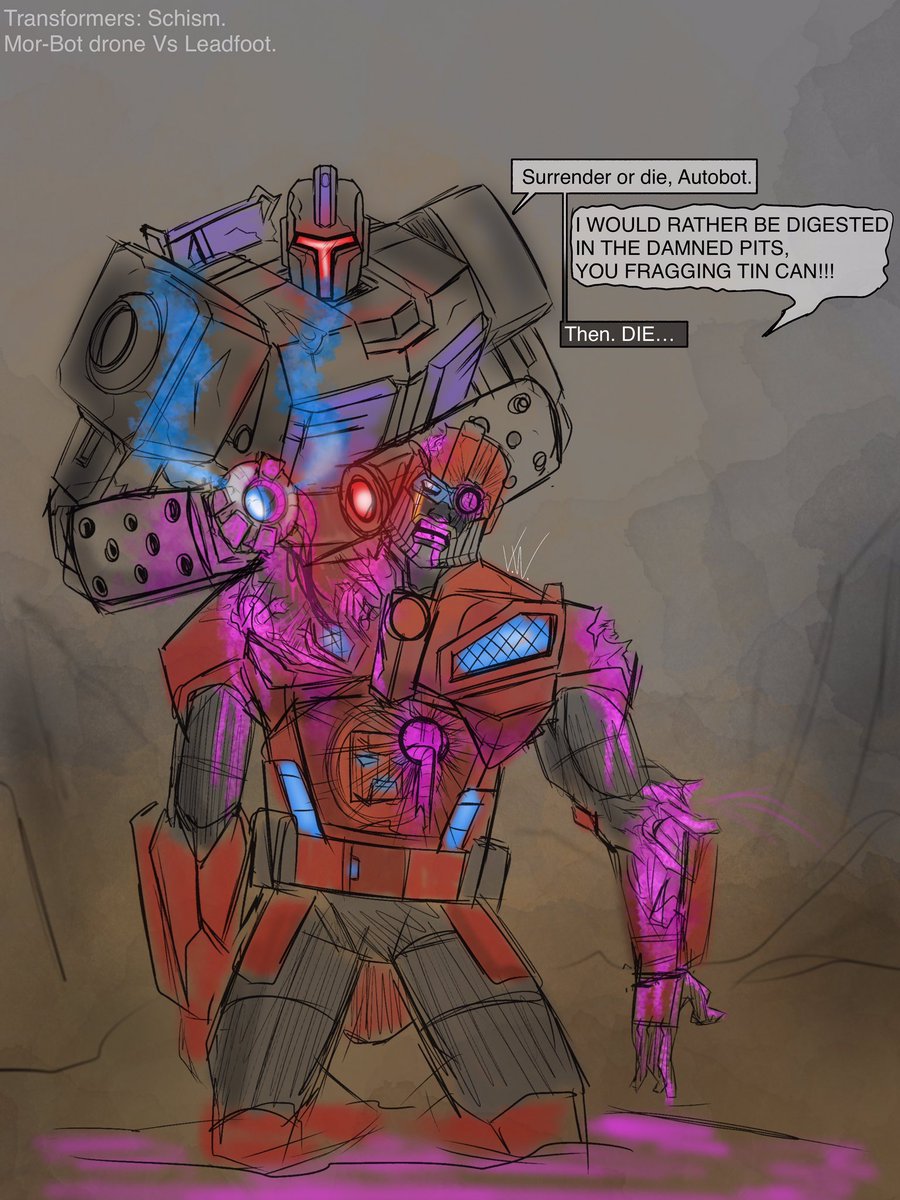 ViktorWilfong's tweet photo. Transformers: Schism.
Leadfoot “Vs” Morbot drone.
#transformers #Maccadams #robogore https://t.co/KPpW4Y85Dv