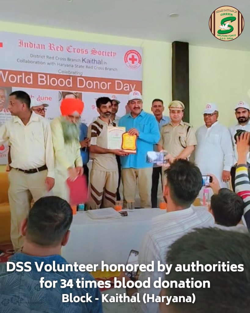 One among millions having extraordinary dedication to save lives, congratulations to #DeraSachaSauda volunteer Nitin Malhotra Insan for getting honored by authorities on #WorldBloodDonorDay for making a positive impact by donating blood 34 times following the teachings of Saint…