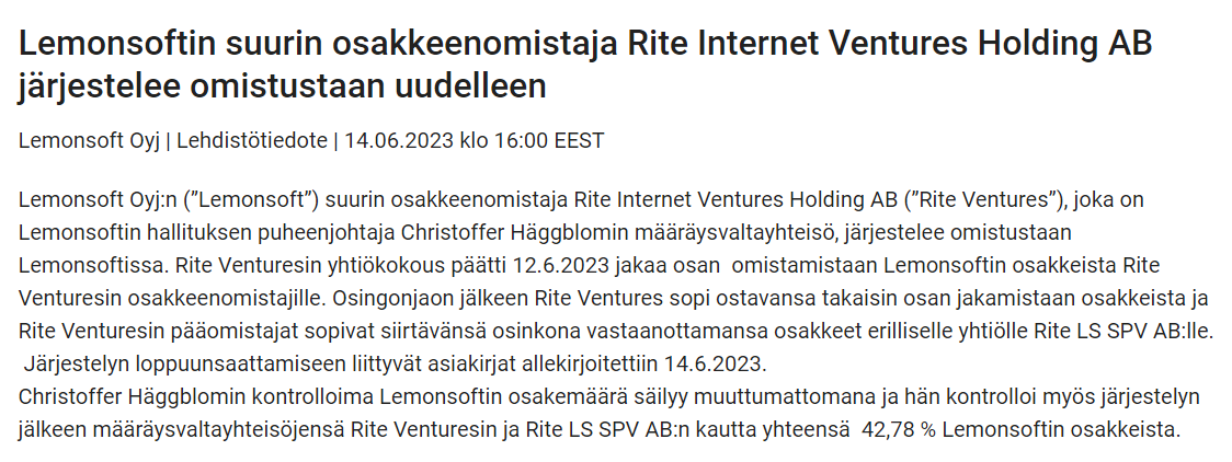 JuhaVaris's tweet photo. #Lemonsoft: aika näyttää oliko tämä puhdas tekninen siirto... https://t.co/FqfeiN5gEQ