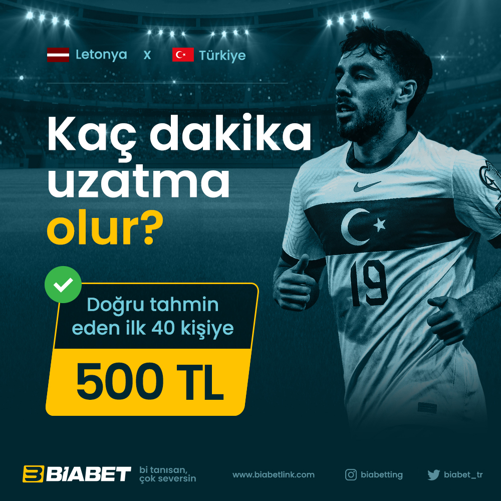 biabet_tr's tweet image. A Millilerimizin Maçına Etkinlik! 🇹🇷

Letonya 🆚 Türkiye maçında her iki devre toplam kaç dakika uzatma verilir? 

İlk 40 kişiye 500₺🎁

👉RT yap 3 kişiyi etiketle    
👉Form açıklamasındaki tüm hesapları takip et

‼ Formu doldur: l24.im/zSZV