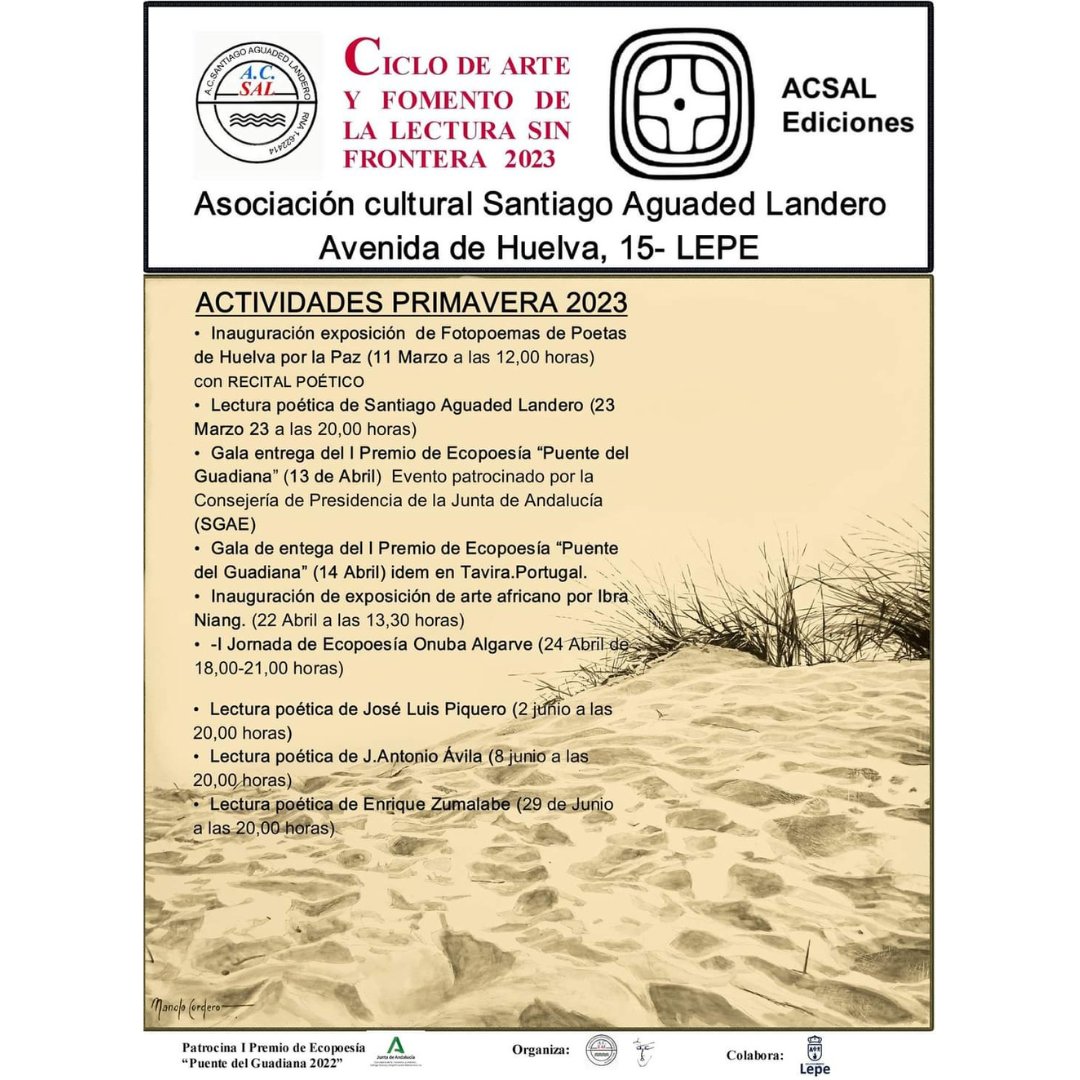 📖✨ ¡Atención amantes de la #poesía! 🗓️ Disfruten hoy de la Lectura poética de Enrique Zumalabe, organizada por la Asociación Cultural Santiago Aguaded Landero. 🎙️🌹 ¡Sumérjanse en sus palabras y #arteliterario! 📚🎉 ¡No se lo pierdan! 🙌