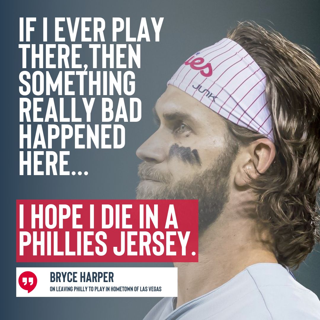 'I hope I die in a Phillies jersey' - Bryce Harper 

#RingTheBell | (Bill Streicher/USA TODAY Sports)