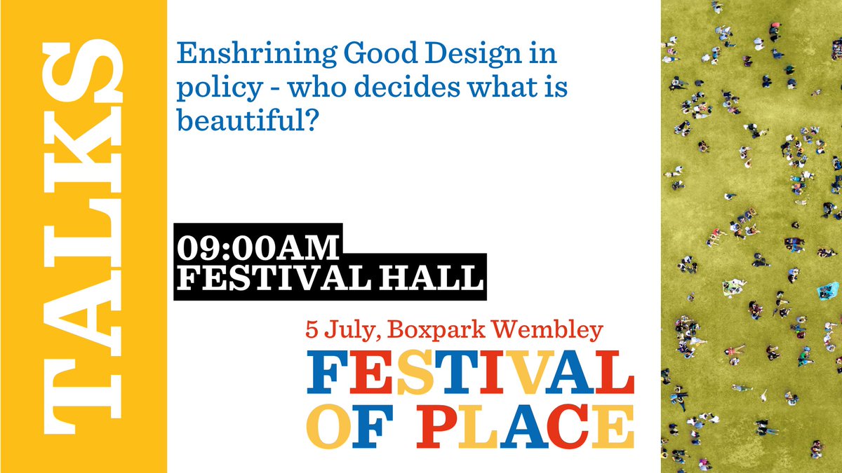 Paul Monaghan @AHMMArchitects, @Victoria_Payne @qualityoflifeuk and @rupesh_varsani @Lendlease join us at #FestivalofPlace on 5 July to determine who decides what is beautiful? Does beauty really matter? #makingplaces #urbandesign Join us: bit.ly/4687FT2