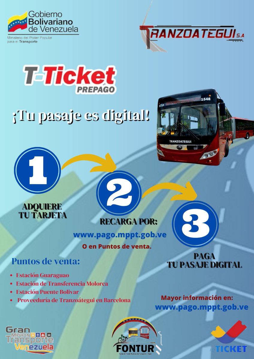 #Entérate estos son los puntos de venta de las tarjetas T-Ticket.              

¡Únete al #PasajeDigital!

#NoMásAgresiónYankee