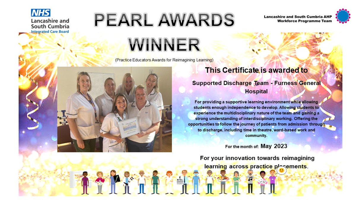 pefs_uhmb's tweet photo. Pearl award winners. @Supported Discharge Team FGH. 👏 Congratulations and Well done for supporting our students within your MDT team. 👏👏🎉🎉@aaroncumminsNHS
@uhmb https://t.co/DodWK0w5ps