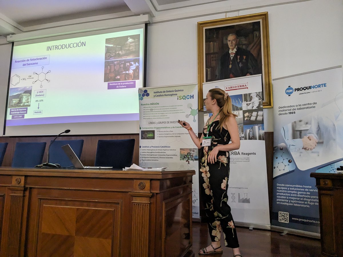 ISQCH's tweet photo. Raquel Lumbreras from the #cheso group shares her exciting results on trichlorobenzene dehydrochlorination mediated by palladium catalysts. Thanks Raquel!
@AragonCsic @CSIC @Ciencias_Unizar @unizar https://t.co/TD48bU8Ko1