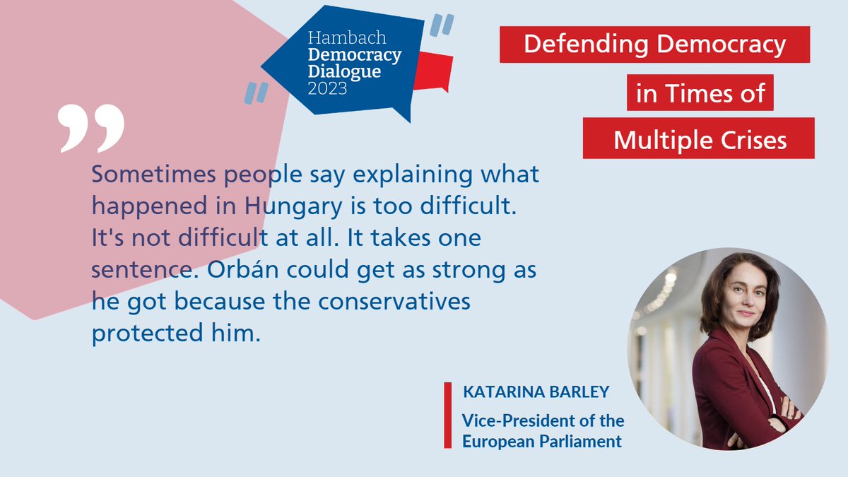 FES_Democracy's tweet photo. @katarinabarley at #Hambach Democracy Dialogue with a clear message on the rise of Orbรกn and the role of the European People's Party
#HDD23 #Hungary https://t.co/roWD9ueFbW
