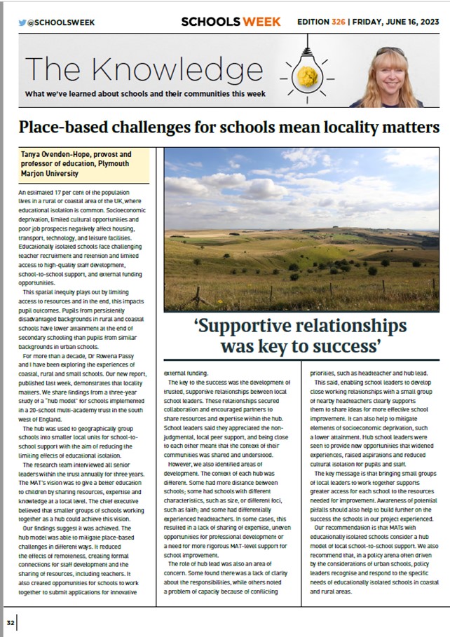 Prof Tanya Ovenden-Hope PFHEA FCCT FSET (@unieducator) on Twitter photo Thank you <a href="/SchoolsWeek/">Schools Week</a> @dutaut for sharing my thoughts from the Locality Matters research (report & wider research open access here: marjon.ac.uk/educational-is… <a href="/marjonuni/">Plymouth Marjon University</a> ) Recognising spatial inequaity for schools is important #PlaceMatters <a href="/educationgovuk/">Department for Education</a> <a href="/EducEndowFoundn/">EEF</a> @luhc Thank you <a href="/SchoolsWeek/">Schools Week</a> @dutaut for sharing my thoughts from the Locality Matters research (report & wider research open access here: marjon.ac.uk/educational-is… <a href="/marjonuni/">Plymouth Marjon University</a> ) Recognising spatial inequaity for schools is important #PlaceMatters <a href="/educationgovuk/">Department for Education</a> <a href="/EducEndowFoundn/">EEF</a> @luhc