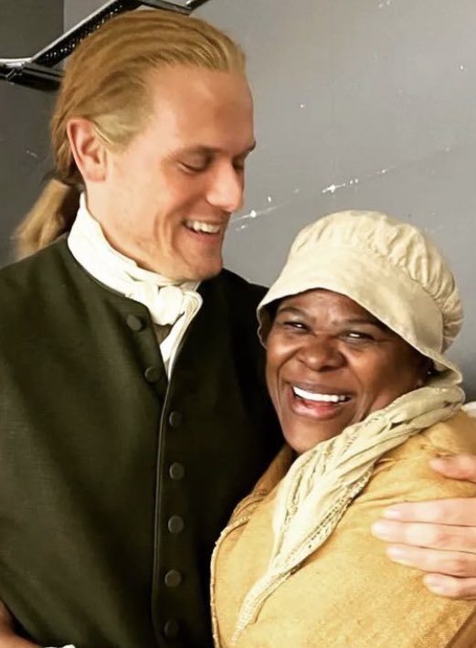 “Looked after by everyone on set, especially gorgeous Sam Heughan and the super wonderful Caitriona Balfe Oh how we laughed! 😆 Icing on the cake is when Sam gifted me a bottle of his very own sassenach Whisky” (Sutara Gayle) 

THEY’RE SO PRECIOUS!🥹🤎