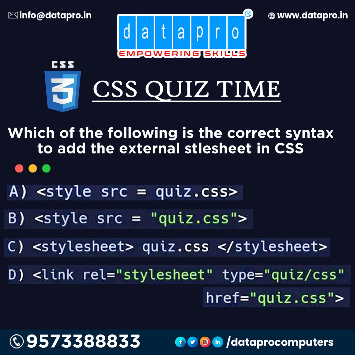 Datapro_online's tweet image. It&apos;s quiz time! Write your answer in the comments section.

Contact: 9573388833
Website: datapro.in
#machinelearningcourse #datascience #datasciencetraining
#Quiz #quizzes #QuizTime #ITQuiz #datascience #datasciencequiz
#python #pythonprogramming #pythoncode