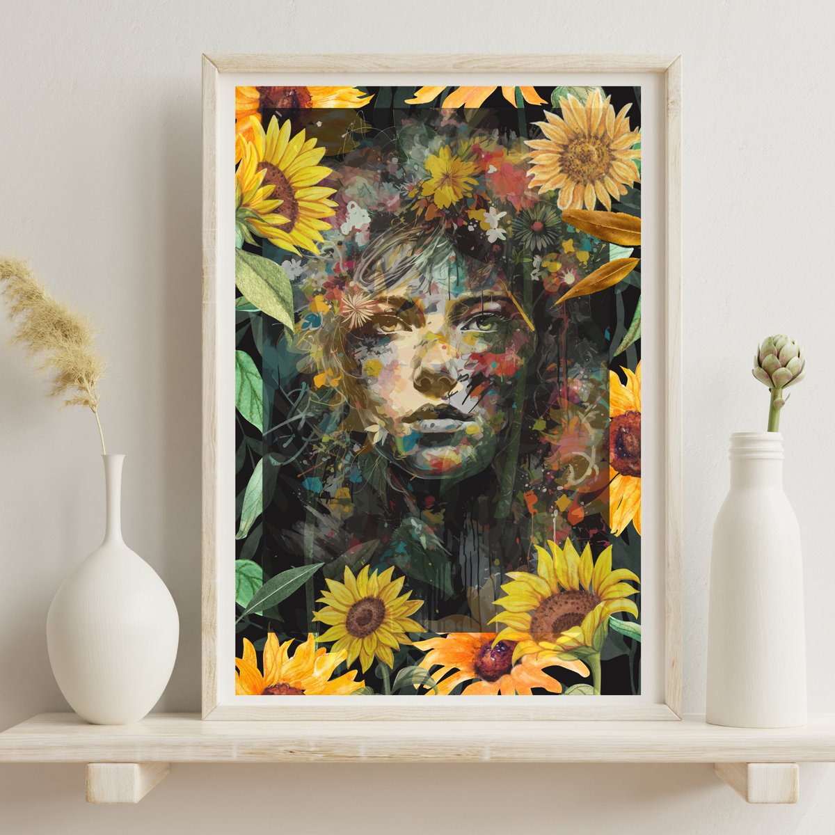 Floral Botanical Sunflower Enigmatic Woman Poster zazzle.com/z/aknhakpv?rf=… via @zazzle