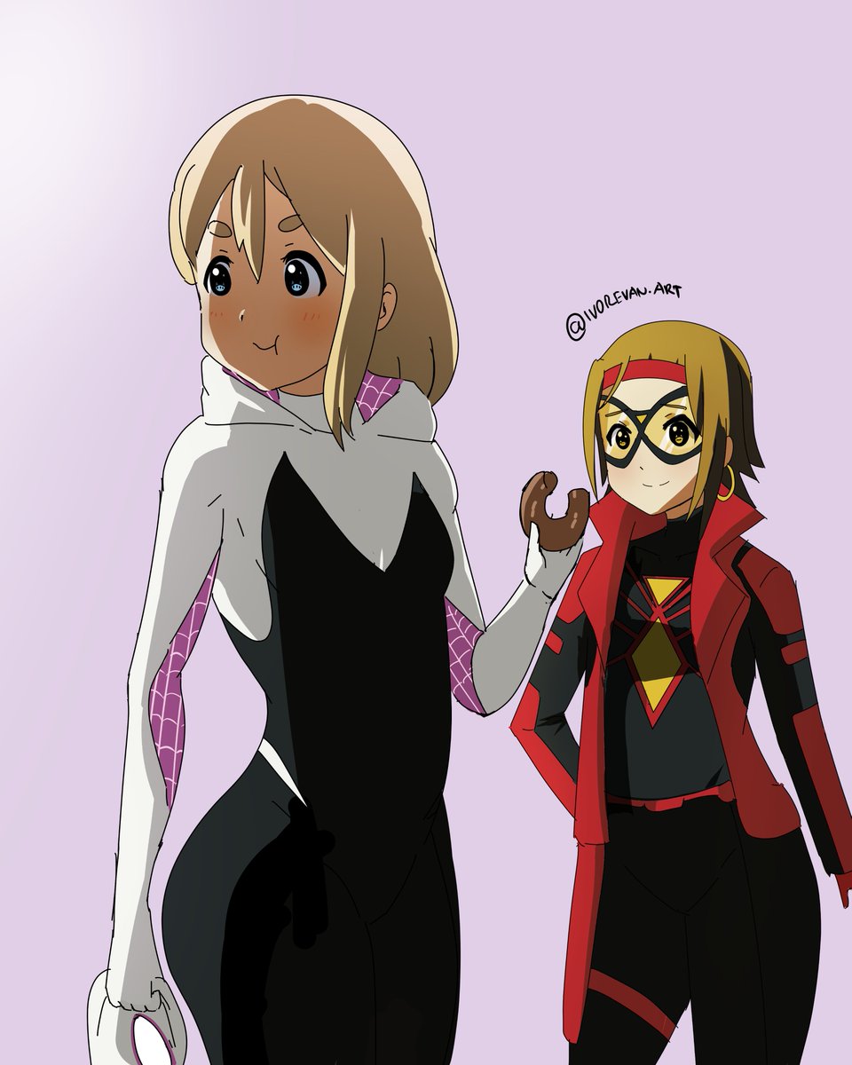 Mugi cosplaying as Spider-gwen, and  Ricchan as Spider-woman

#SpiderVerseID #spidergwen #SpiderWoman #kyoani #kyoani #keion #tsumugikotobuki #fanart #art k-on #BocchiTheRock #kyotoanimation #houkagoteatime #kyoani #anime #mioakiyama #yuihirasawa #animegirl #らくがき #rkgk #mugi