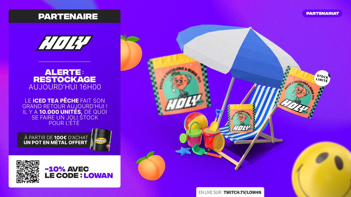 RESTOCK <a href="/holysquad_fr/">HOLY Squad France®</a> 🍑 
Pour le ICED TEA PÊCHE ! 

Hésitez pas à en profiter avec mon code! 
👉🏻 fr.weareholy.com