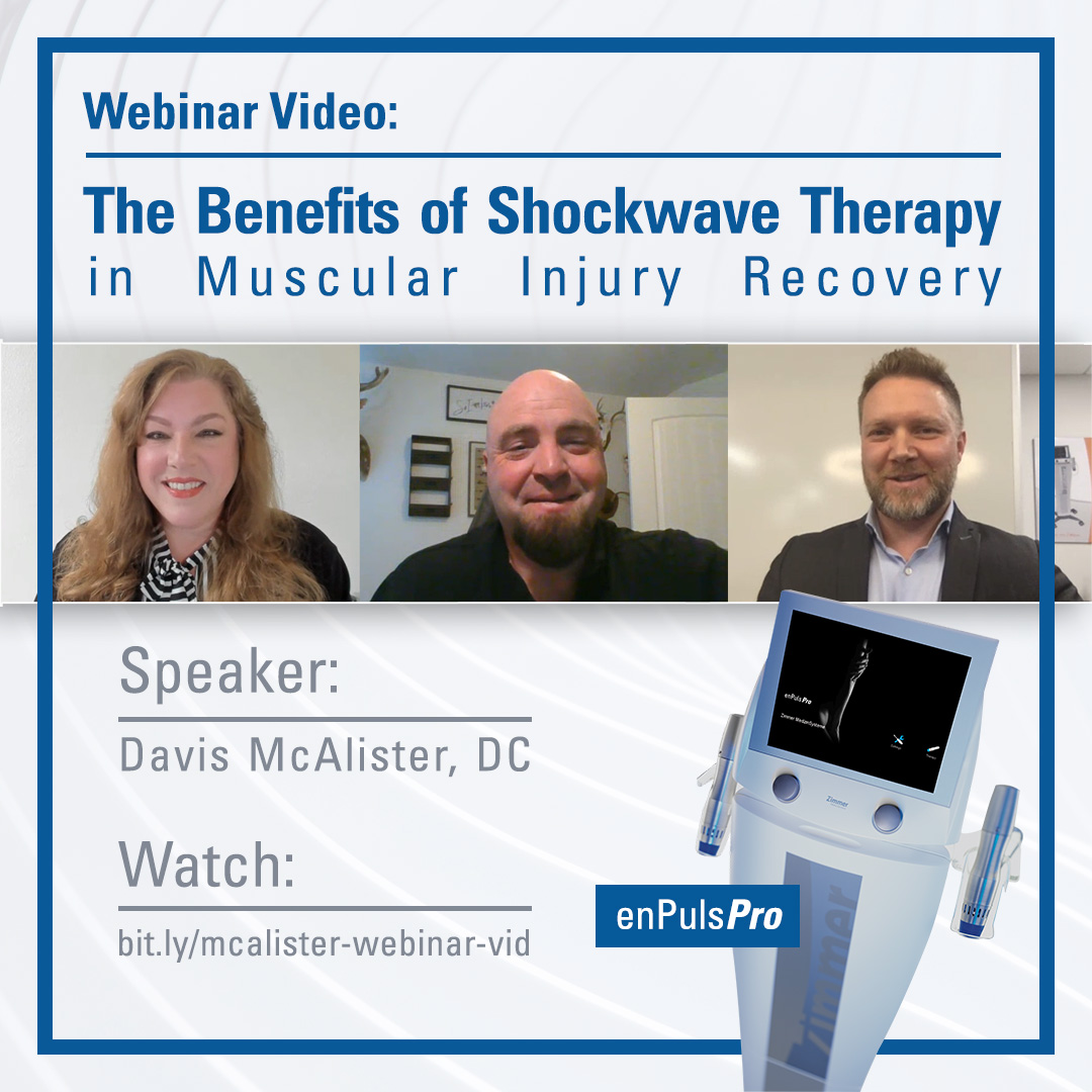 WEBINAR VIDEO from 6/1 live presentation
#DrDavisMcAlister
WATCH: ➡️  bit.ly/mcalister-webi…

Strength coach & #chiropractor, Dr. McAlister of #ParkerUniversity #Chiropractic Clinic, on “Benefits of #ShockwaveTherapy in Muscular Injury Recovery” w/ the #enPulsPro.