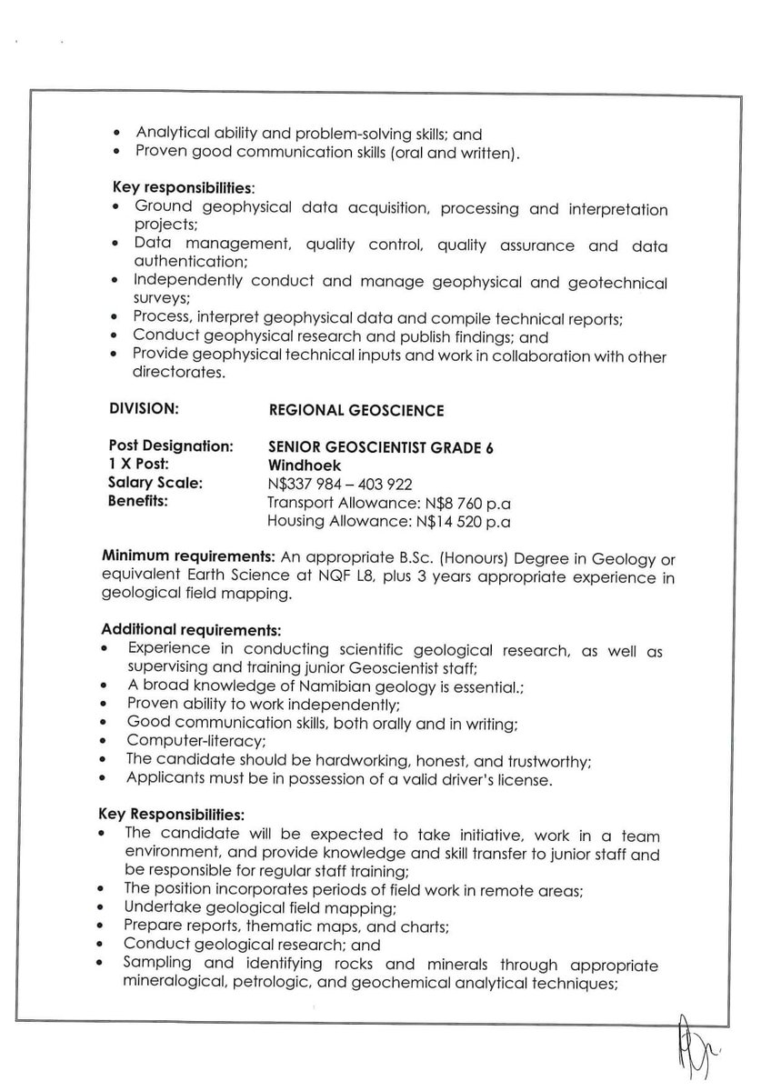 Vacancies: Ministry of Mines and Energy