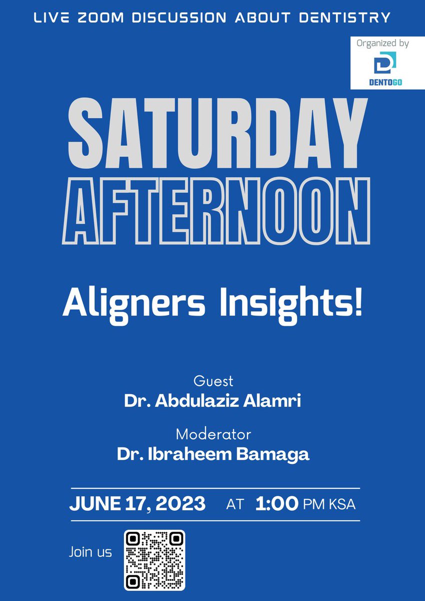 خامس  لقاءات الموسم الثاني من برنامج Saturday Afternoon مع المميزين الدكتور <a href="/aziz_alamri/">Dr. Abdulaziz Alamri-د. عبدالعزيز العمري</a> والدكتور <a href="/ibamaga/">Ibraheem bamaga</a> عن

Aligners Insights !

بكرة السبت باذن الله .. للتسجيل

docs.google.com/forms/d/e/1FAI