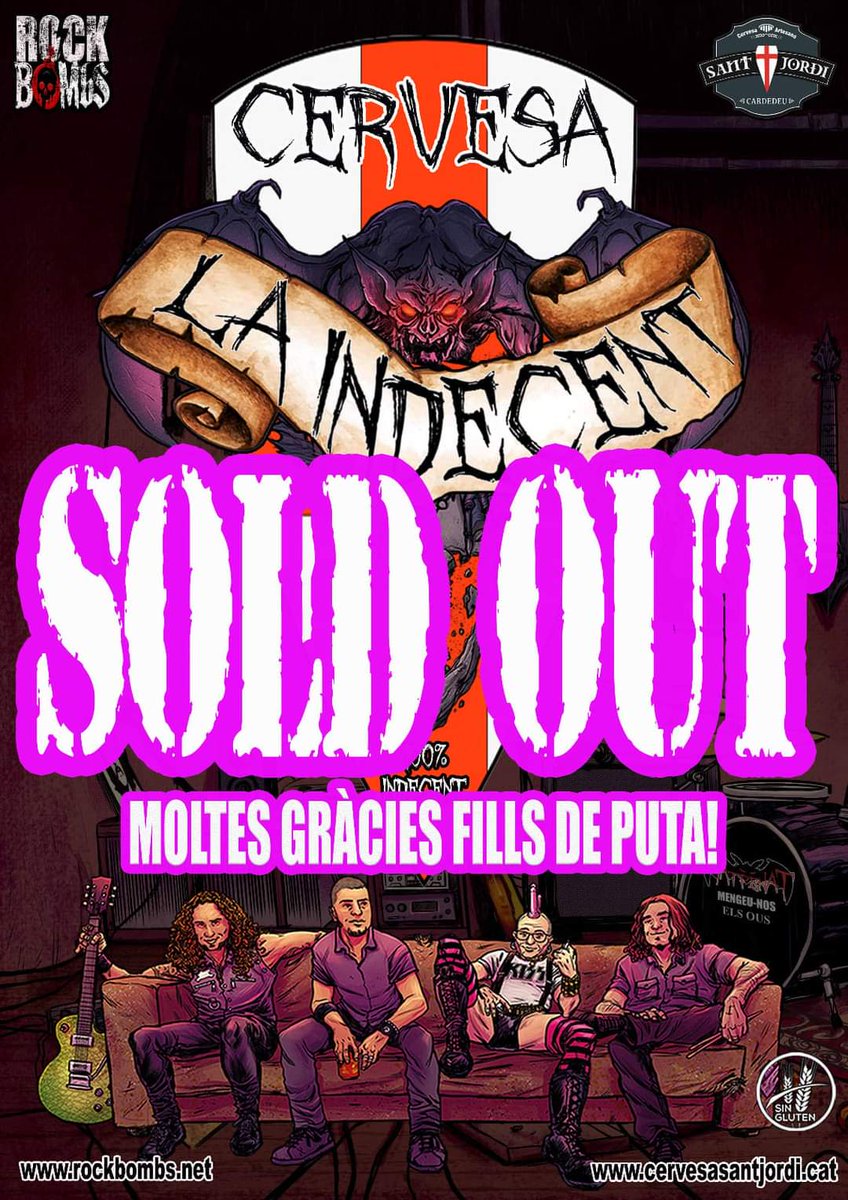 SOLD OUT! Moltes gràcies fills de puta! 🦇Ja fa setmanes que es van acabar les cerveses de .'La Indecent". Volem agrair a cervesa Sant Jordi , <a href="/kopdema/">Kop De Mà</a> <a href="/BallbreakerAB/">Ballbreaker</a>,<a href="/deskomunalcoop/">La Deskomunal</a>, <a href="/SantsEsCrema/">Sants Es Crema</a>, taverna la bauxa, Bar Makinavaja i #cafetecaesplugues per haver-ho fet possible