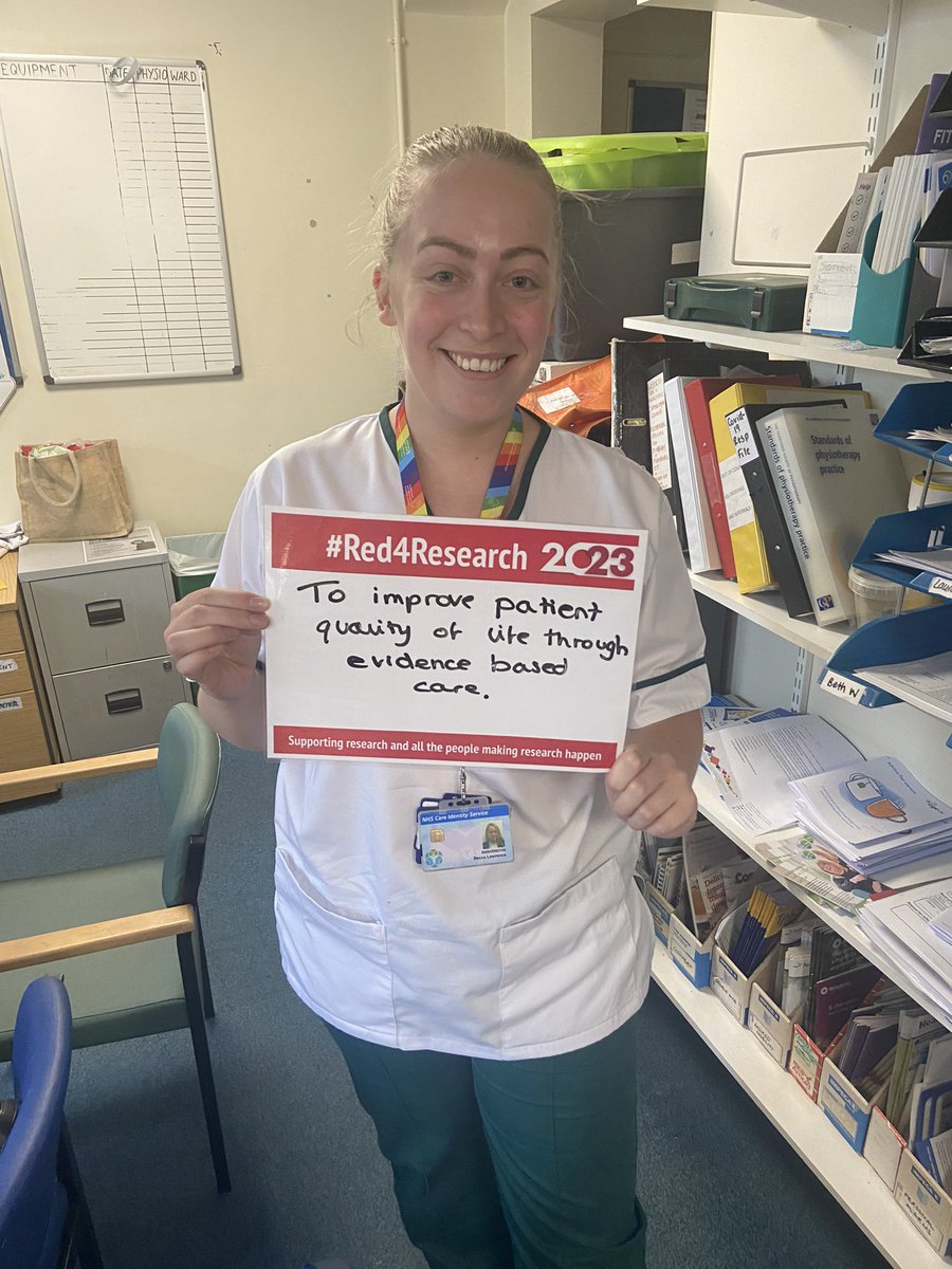 Palliative Care OT <a href="/OTBeccaLawrence/">Rebecca Lawrence</a> proudly advocating for evidence based care for our <a href="/gloshospitals/">Gloucestershire Hospitals NHS Foundation Trust</a> patients #Red4Research